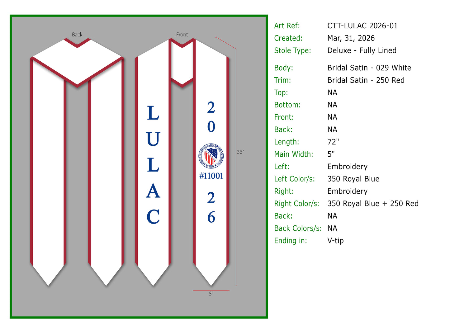 Grad Stole for LULAC