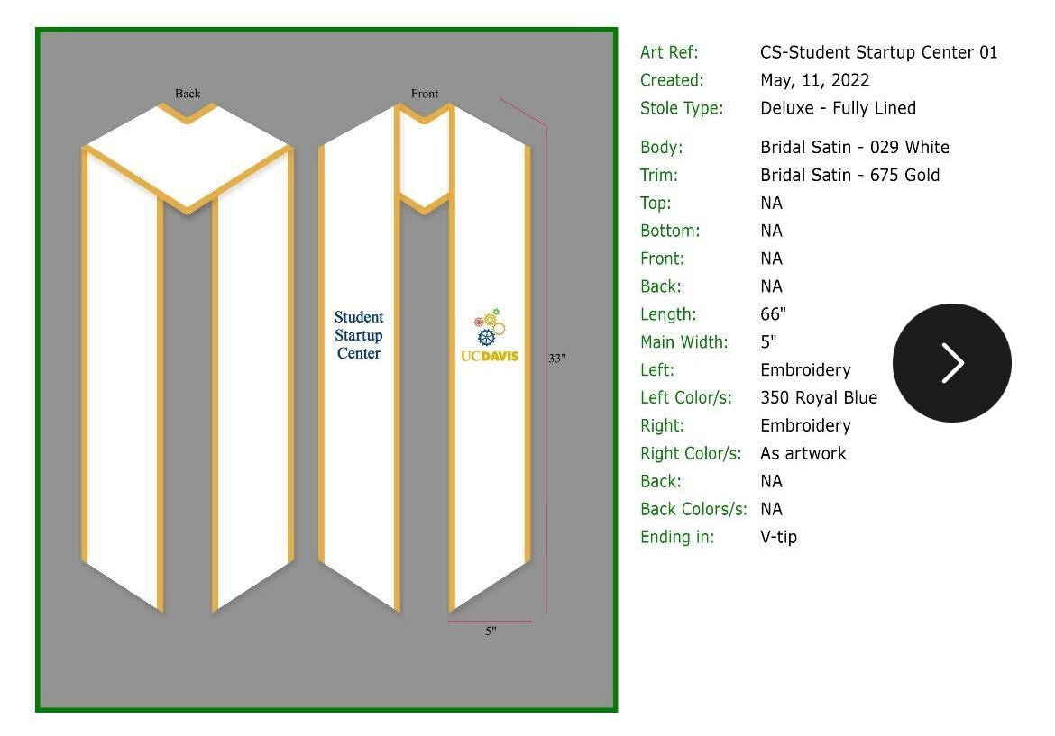 Custom graduation stole