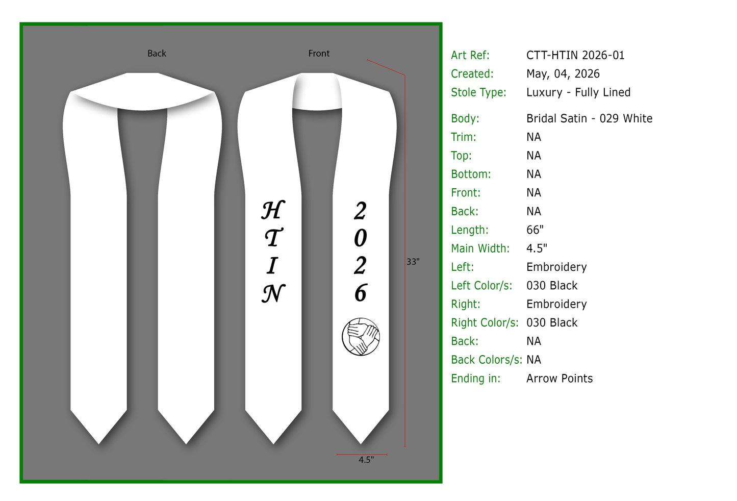 Custom Graduation Stole HTIN